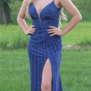 Sherri Hill Elegant Navy Prom Gown